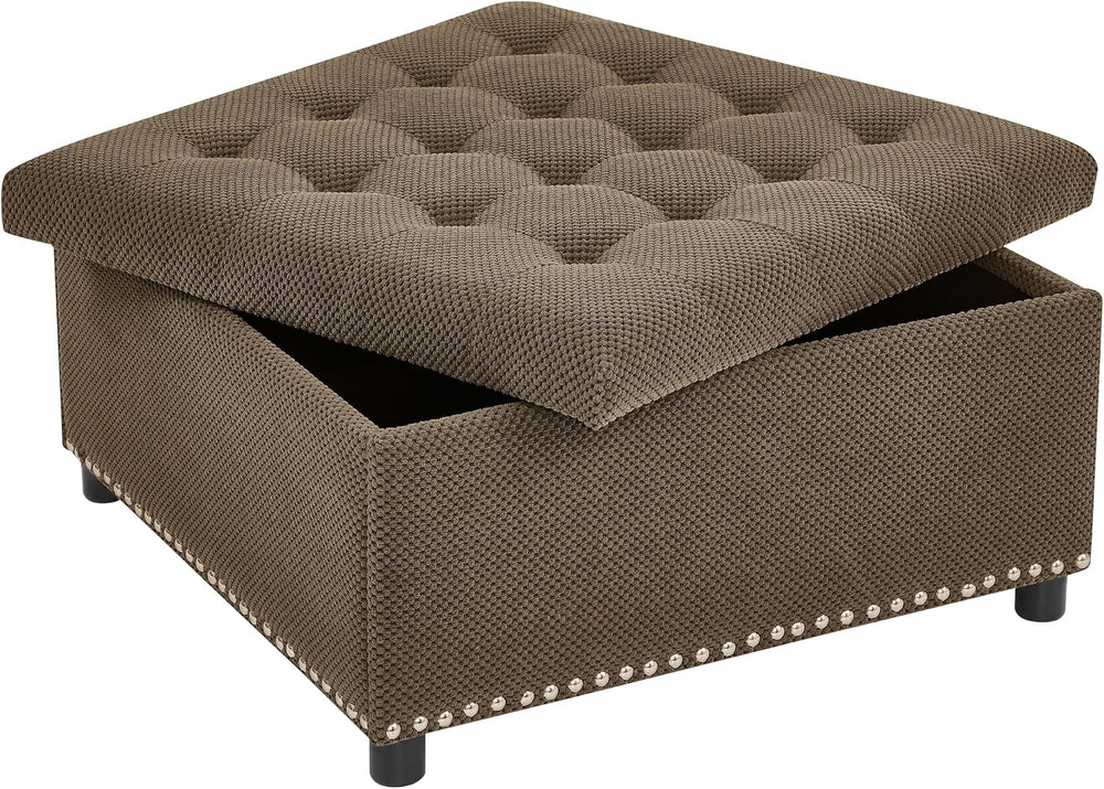 30 inch Large Square Storage Footstool Coffee Table with, Ample Space - Perfe...