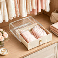 Bra Organizer for Closet, Stackable Pull-Out Drawer Style Bra Storage Organizer with Clear Top, 1-Cell Underwear Organizer for Bras, Panties, Socks, Tie, Belt and Scarf