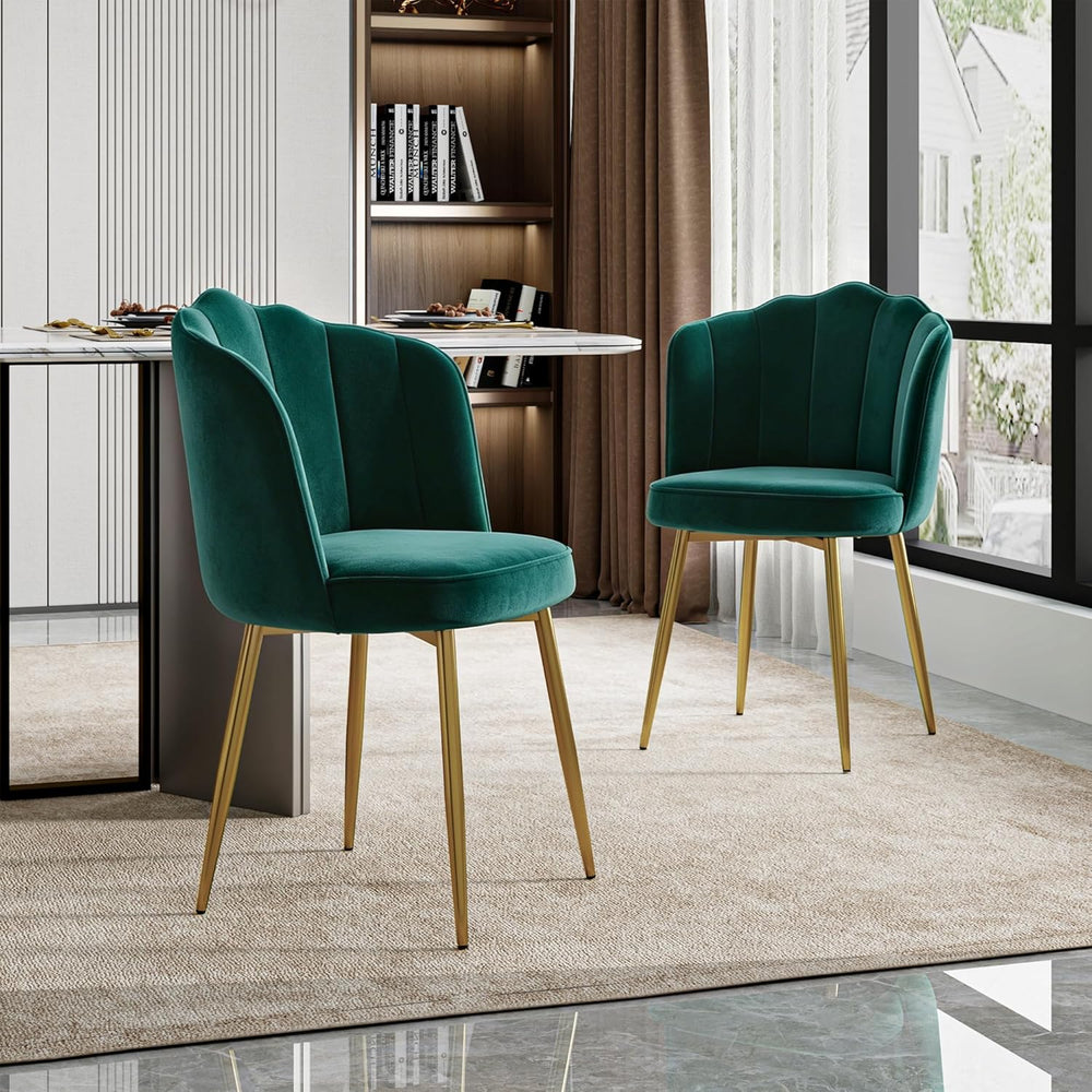 VECELO Velvet Dining Chairs Set of 2, Modern Upholstered Kitchen Chairs with ...