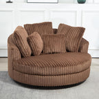 Aoiy & Wifon 59.8" W Oversized Barrel Chair, Round Accent Chair with Wheels, Extra Large Living Room Chair, Faux Fur, Brown