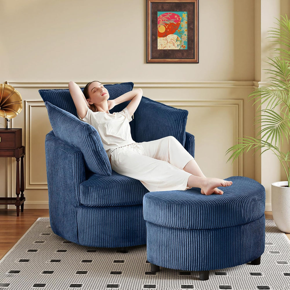 Vanity Accent Chair Swivel Living Room Chairs Curve Back Reading Chair with A...
