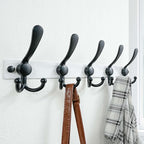 Dseap Coat Rack Wall Mount 2.0 Pro: Heavy Duty 300% Thicker, 16" Stud Mount, Stainless Steel Wall Coat Hooks Hanger for Clothes Jackets Hats Entryway Closet, MaxStrong Series, White & Black, Pack of 2