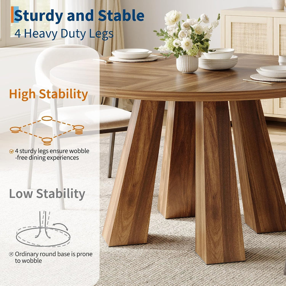 GarveeHome Round Dining Table for 4 People, Round Kitchen Table for Kitchen &...