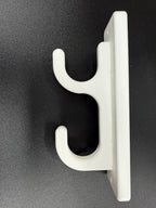 White Dual Pool Pole Holder, Wall Mount Storage Bracket, Durable Starboard Construction, 2-Pack