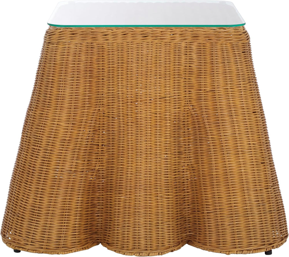 SAFAVIEH Couture Collection - Hylda Natural Rattan Accent Table, Square Desig...