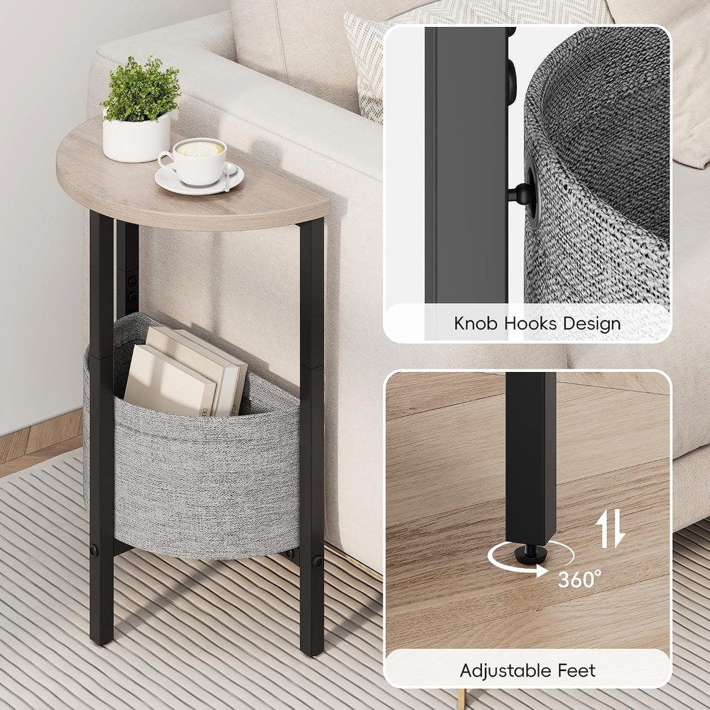 Vagusicc Small Round Side Table End Table, Tall Accent Table with Storage Bas...