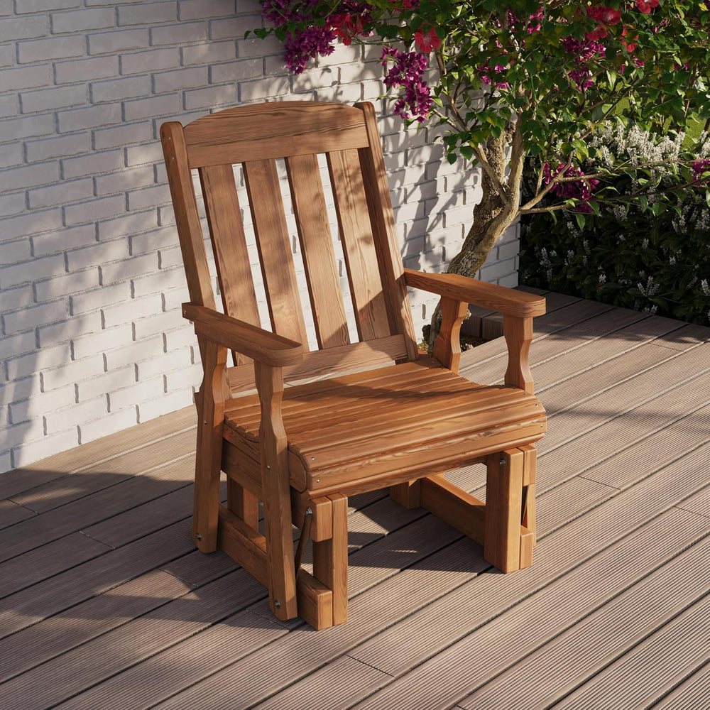 Amish Casual Heavy Duty 600 Lb Mission High Back Treated Glider Chair (Oak St...