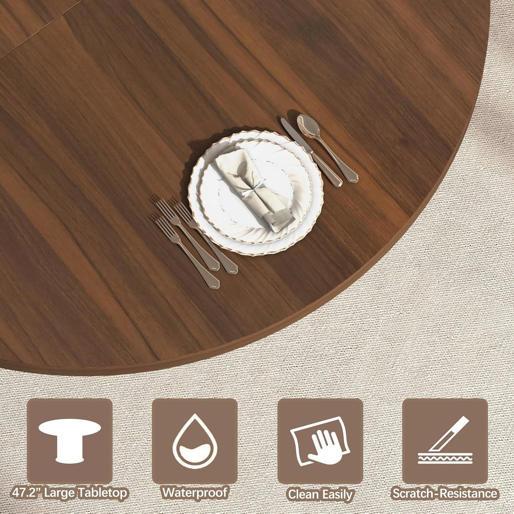 47.2"-63" Extendable Round Dining Table for 4-8, Kitchen Table