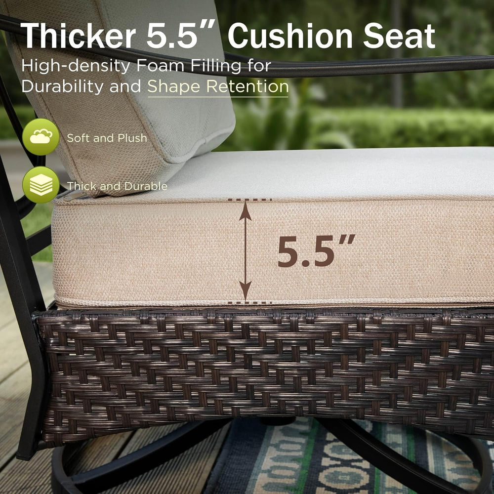 PHI VILLA Rocking Patio Sofa Chairs - 2 PCS Outdoor Rocking Armchairs, Patio ...