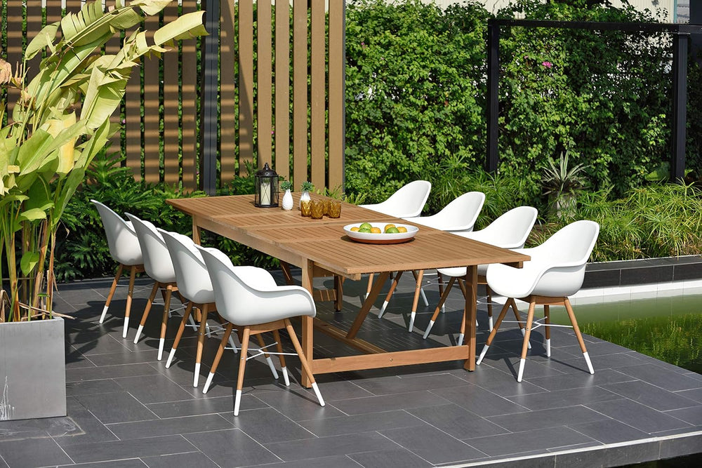Brampton 9 Piece Outdoor Eucalyptus Extendable Dining Set | Perfect for Patio...