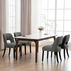 VKNOW Wooden Dining Chairs Set of 4, Modern Fabric Upholstered Dining Room Chair Kitchen Chairs, Farmhouse Dinner Chair for Kitchen Dining Room, Dark Grey-Black Legs