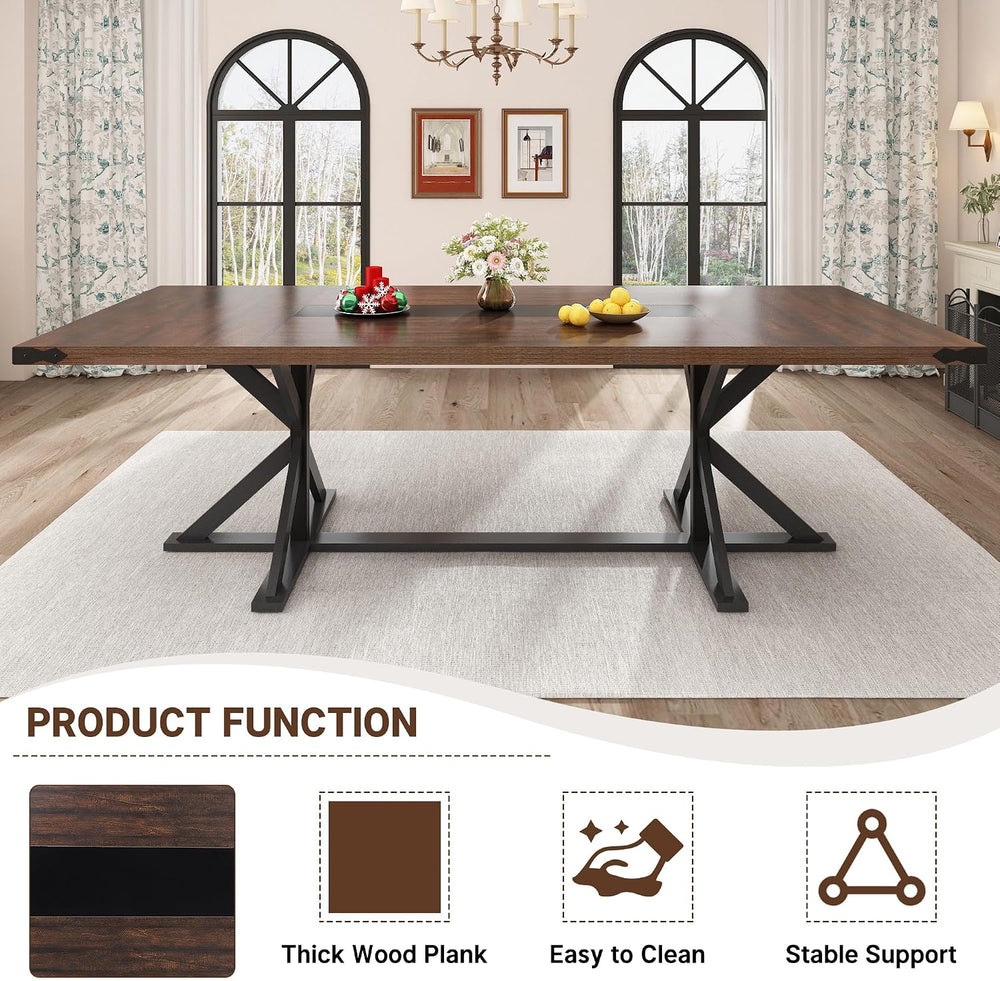 Hlivelood Dining Table for 8 10 People,Rectangular Kitchen Farmhouse Table W/...
