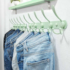 Dseap Coat Rack Wall Mounted - 5 Tri Hooks, Heavy Duty, Stainless Steel, Metal Coat Hook Rail for Coat Hat Towel Purse Robes Mudroom Bathroom Entryway (Green, Pack of 2)