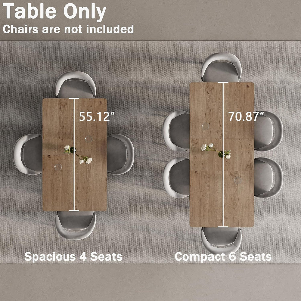 MECHYIN Extendable Dining Table for 4-8, 55-71 in, Storage Shelf, Natural | F...