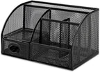 Amazon Basics Pen Holder and Desk Organizer, Office Caddy Storage, Black, ‎9.1" x 5.9" x 5.5''