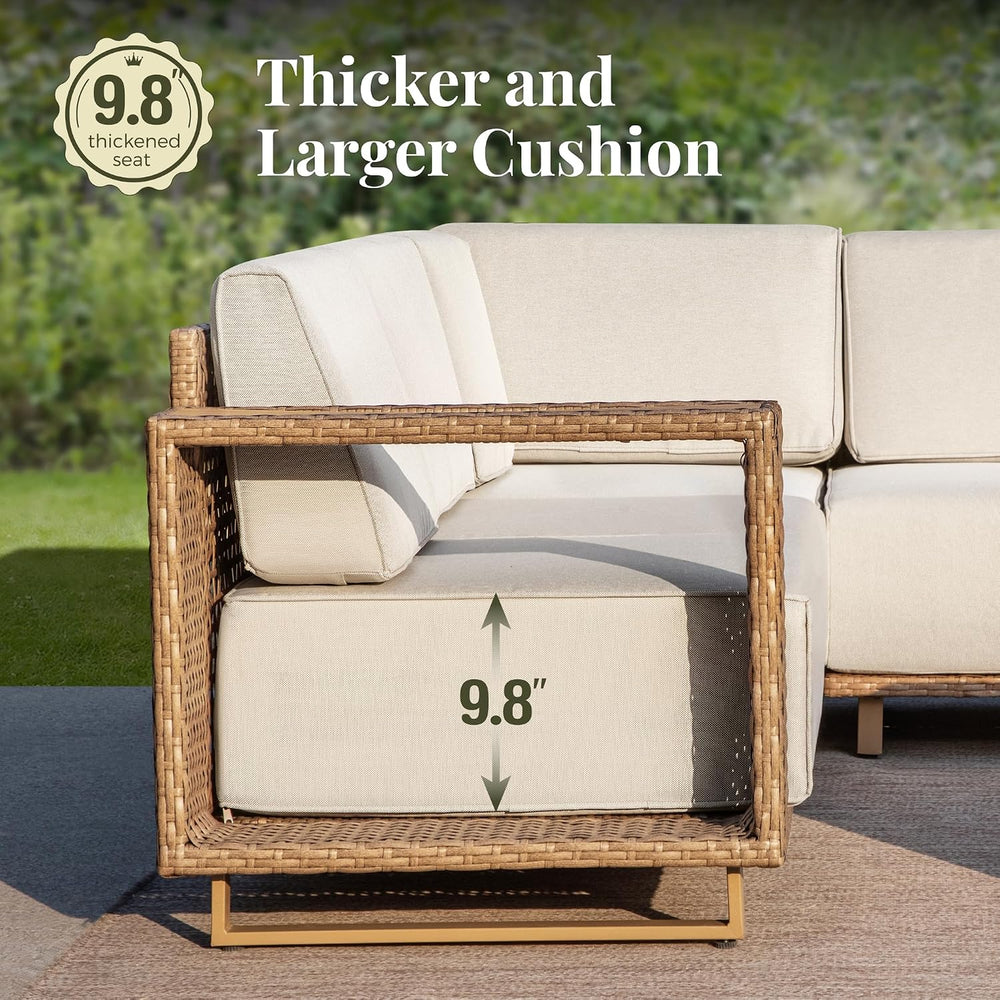 MIXPATIO Patio Furniture Set with Swivel Chairs &10" Thick Cushion,B...