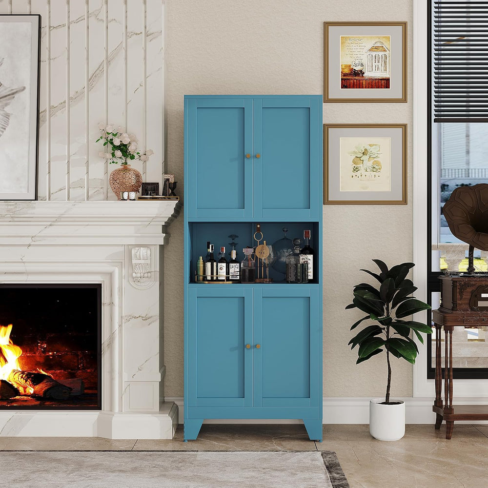 68.9'' Metal Pantry Cabinet, Kitchen Pantry Storage Cabinets with Doo...