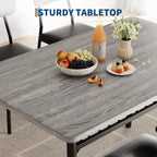 GarveeHome Dining Table Set for 4 with Storage Rack, 5-Piece Kitchen Table and Upholstered Chairs of 4, Wood Tabletop & Heavy-Duty Metel Frame, Dining Room Set for Small Space, Apartment, Gray