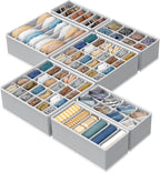 Simple Houseware Closet Underwear Organizer Drawer Divider Assorted 7 Pieces, Gray
