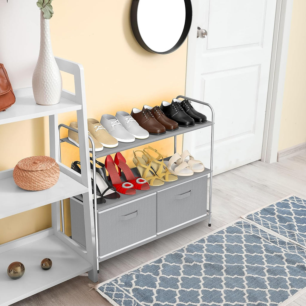 Simple Houseware 3-Tier Closet Storage with 2 Drawers, Grey