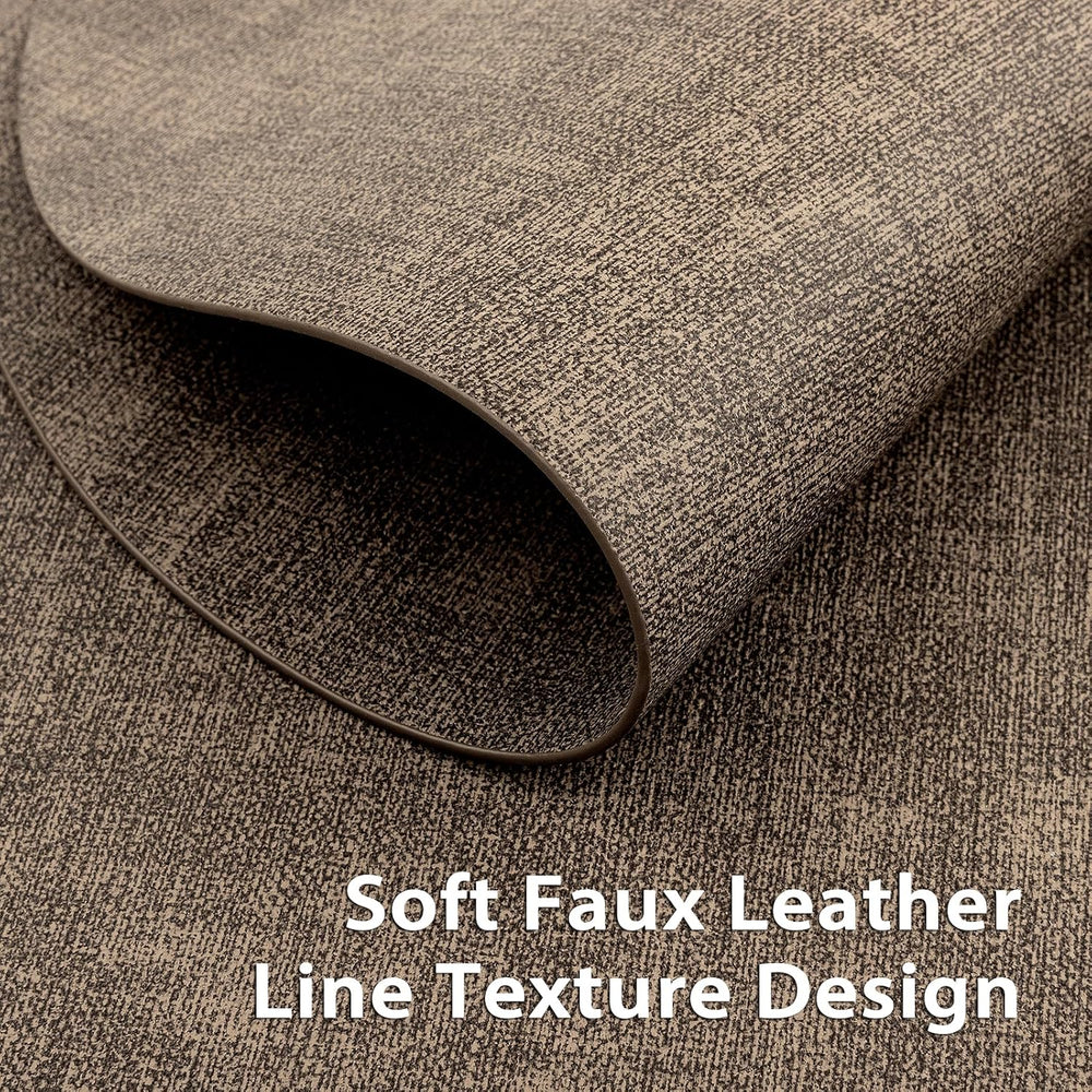 Faux Leather Oval Placemats Set of 6, Dark Brown