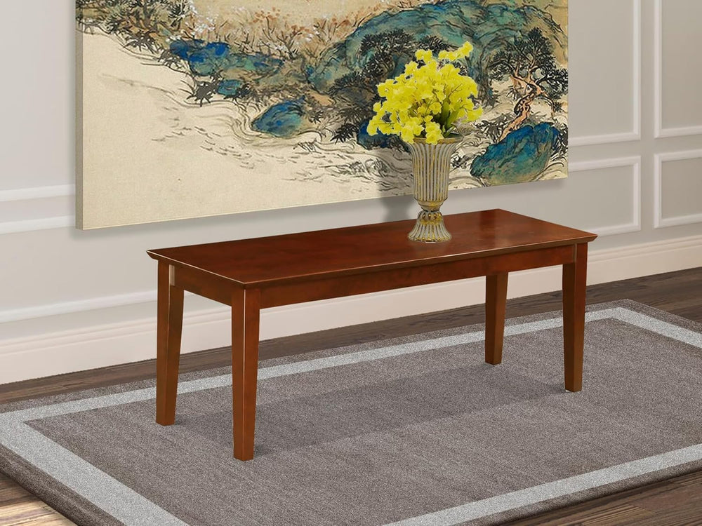 East West Furniture Capri 18" Traditional Wood Bench in Rich Mahogany