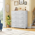 DWVO Fabric Dresser for Room, Tall Storage 8 Drawers, Black Dresser & Chest of Drawers, Storage Drawer Organizer for Closet, Living Room