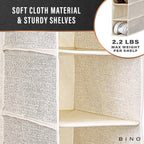 BINO 10-Shelf Shoe Closet Organizer - Beige | Closet Hanging Organizer | Hanging Shoe Rack Storage & Organizer for Bedroom | Hanging Shelves | Portable Closets for Hanging Shoes | Room Essentials