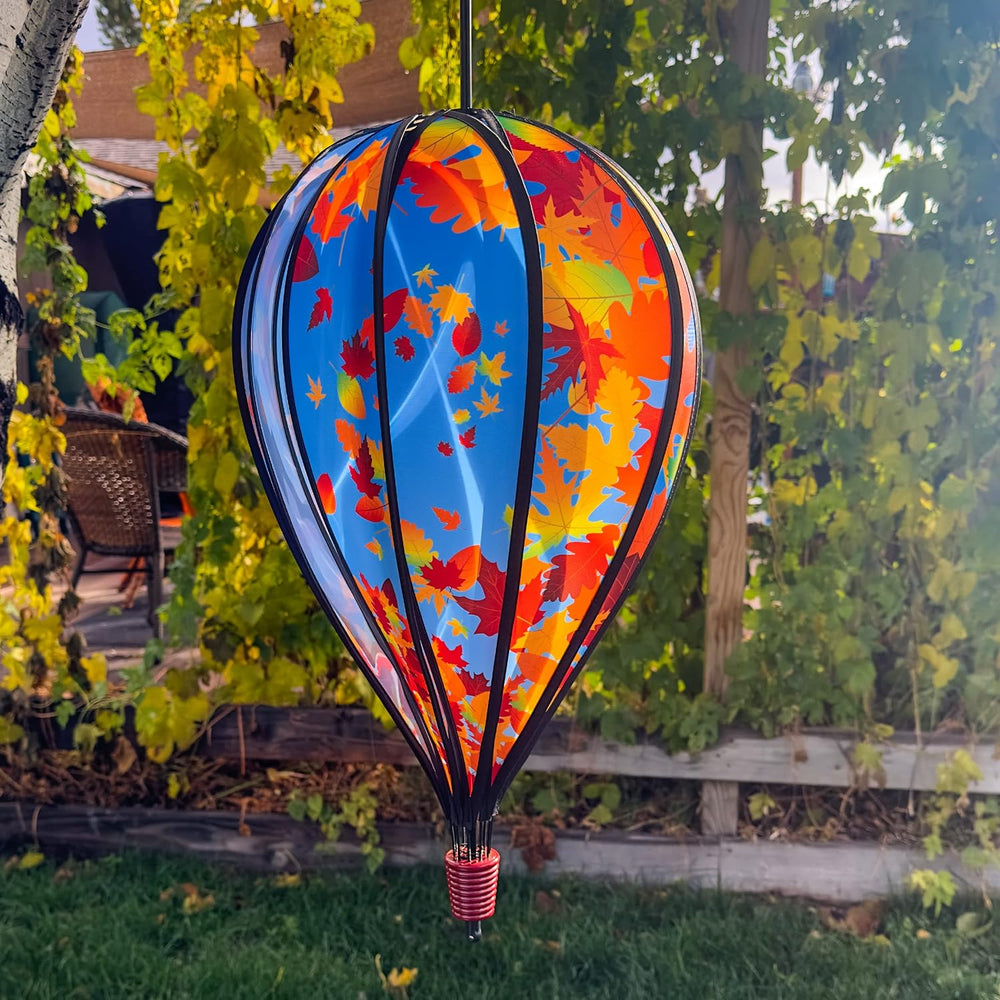 In the Breeze 0997 Fall Leaves Hot Air Balloon Spinner, 10-Panel