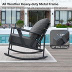 Outdoor Patio Rocking Chairs Set of 2 with 6 Inch Thick Cushions, Grey | 2 Rockers & 1 Metal Coffee Table, Water Resistant and Removable Covers, Rust-Resistant, Ideal for Porch, Balcony,Backyard