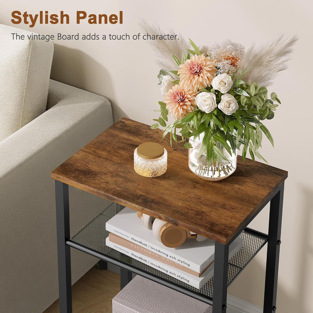 Hoctieon 2-Set 3 Tier End Table, Telephone Table Set of 2, Tall Side Table wi...