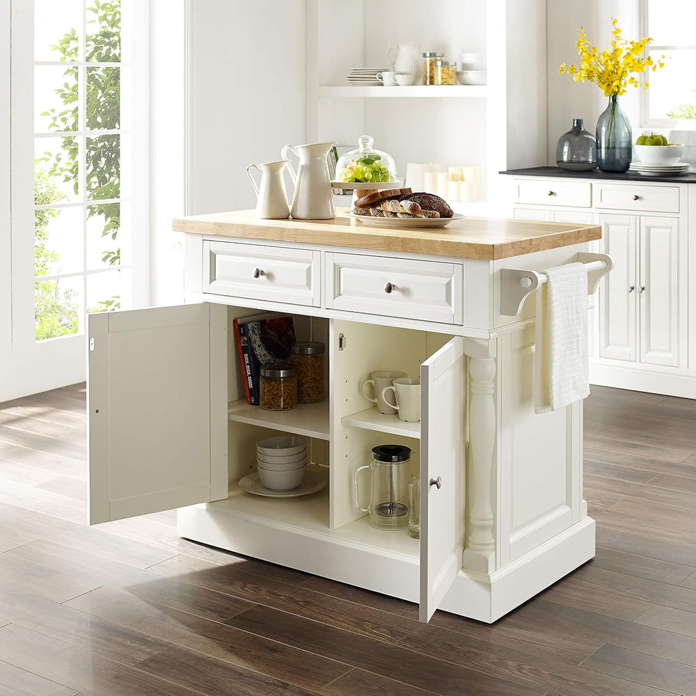 Crosley Furniture Oxford Butcher Block Kitchen Island, Microwave Stand, with ...