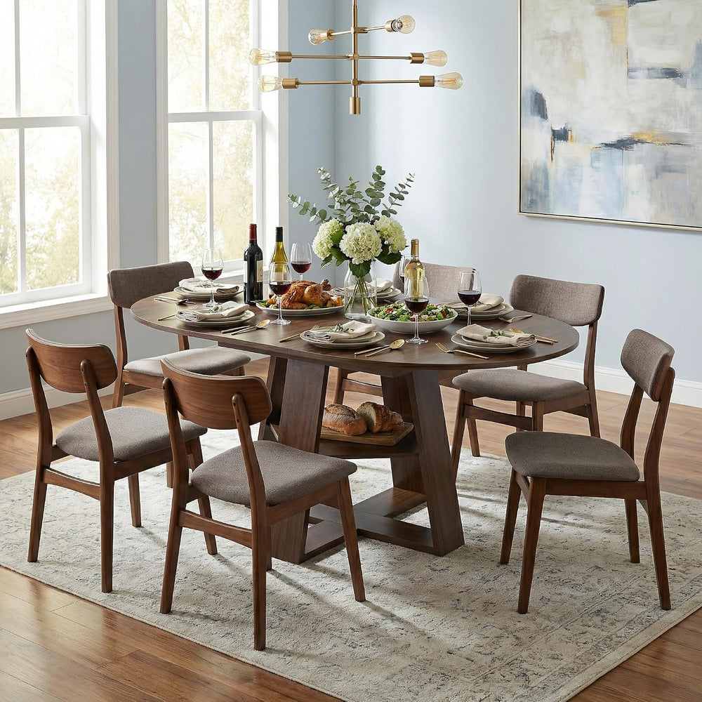 43.3-59" Extendable Round Dining Table, Modern Oval Kitchen Table with R...