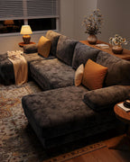 U-Shaped Sectional Couches for Living Room | 112 Inch Modern Sectional Couch | Dark Grey Chenille Sofa with Double Chaise for Apartment