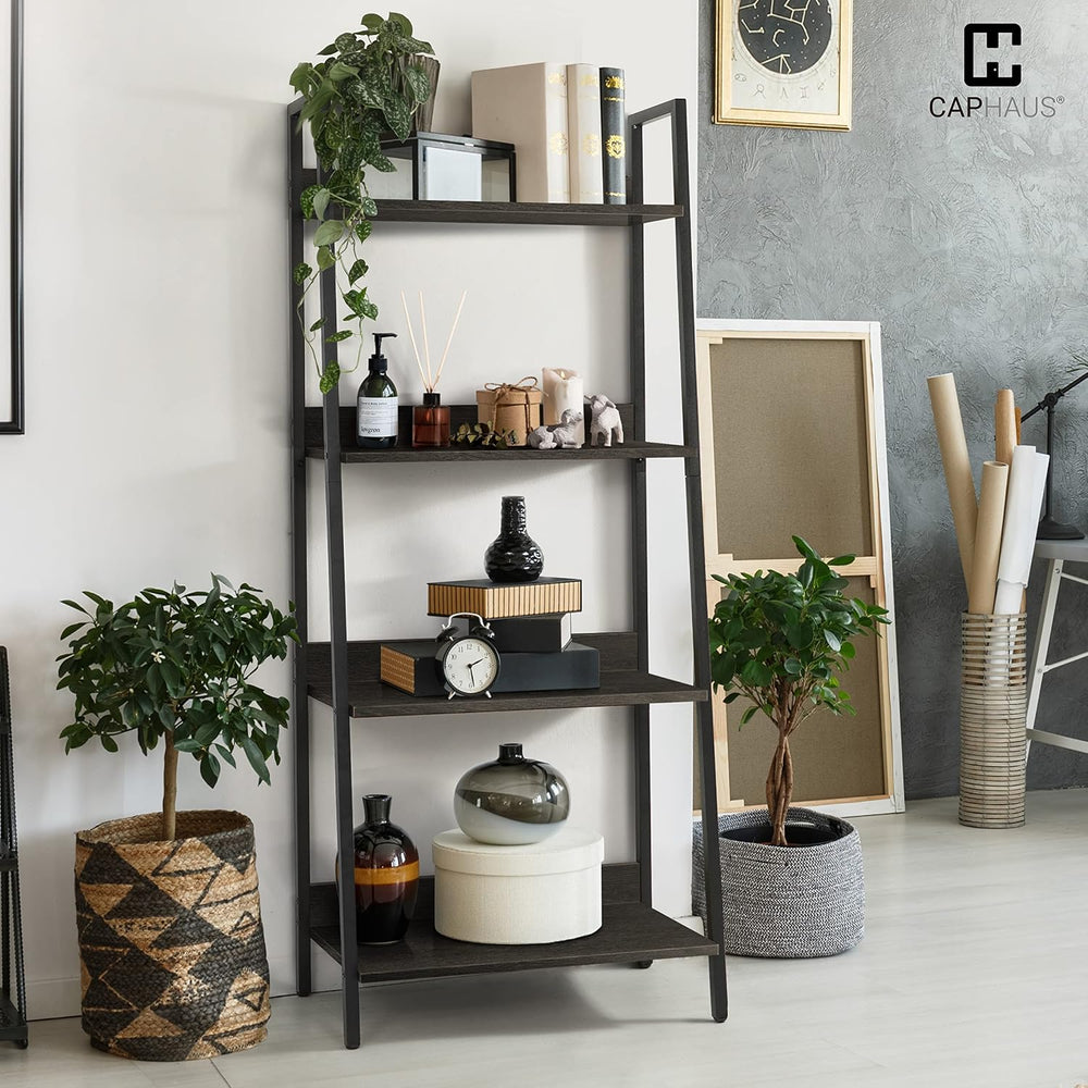 CAPHAUS 4 Tier Ladder Bookshelf, 24 Inch Width Free Standing Shelf, Bookcase ...