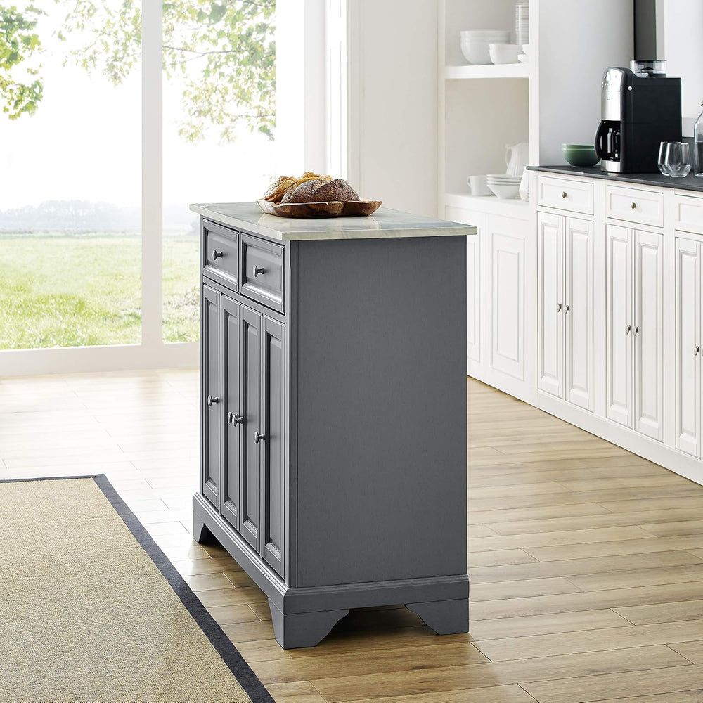 Crosley Furniture Avery Kitchen Island with Storage Shelves, Microwave Stand,...