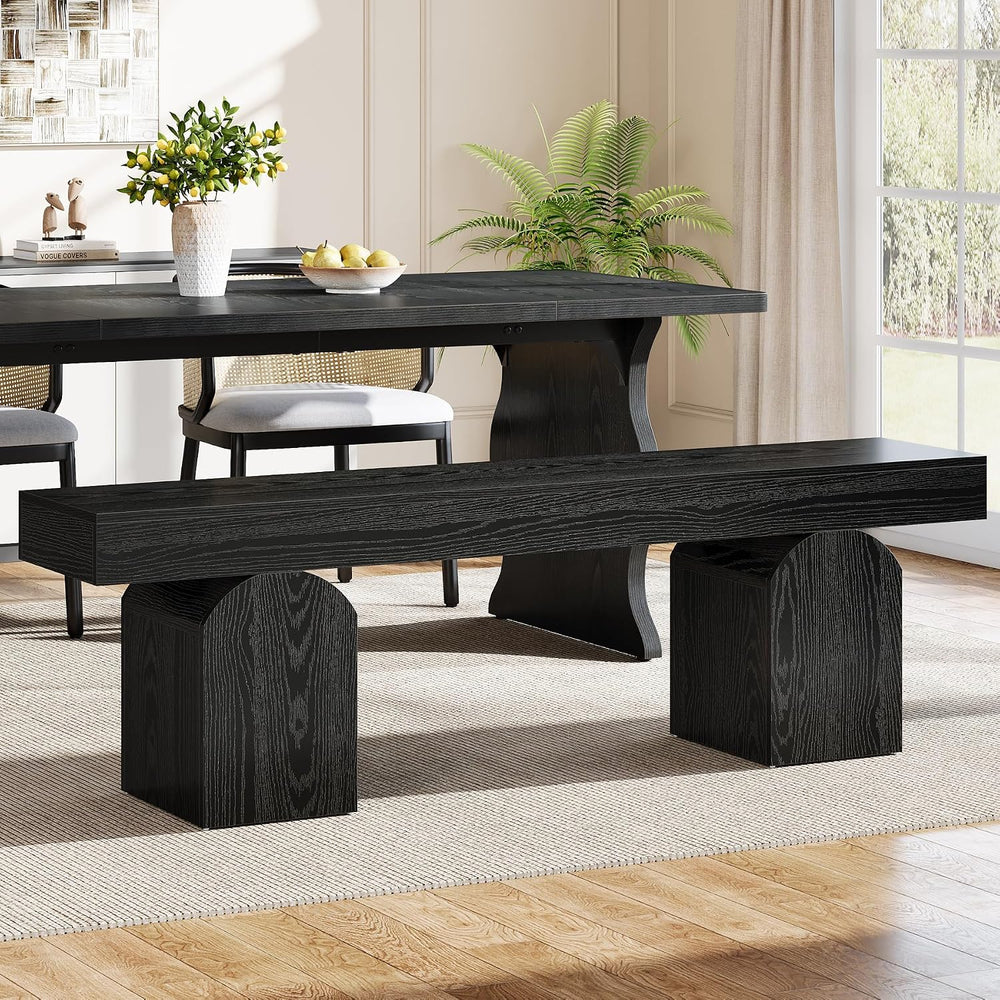 Tribesigns 59" Black Dining Bench for 2 to 3, Modern Dining Table Bench ...