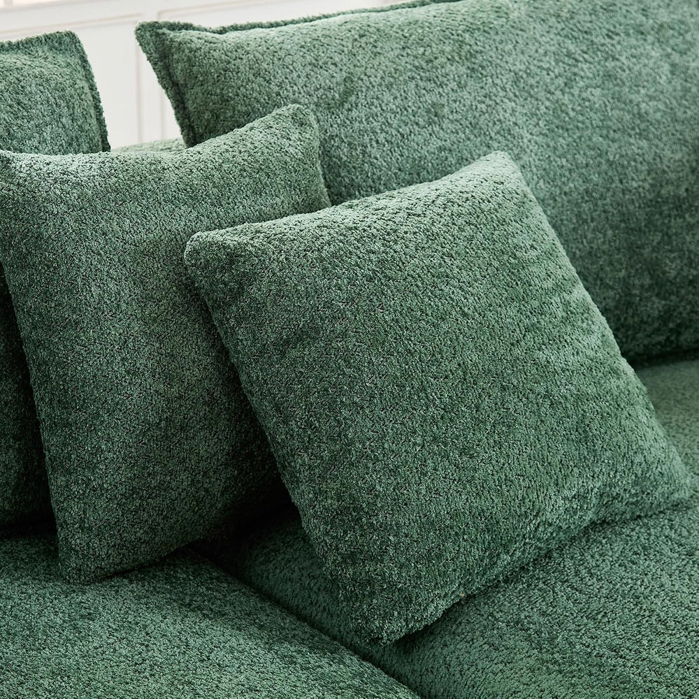 125” Curved Boucle Sofa,Modern 5-Seater L-Shape Sectional Couch with Chaise a...