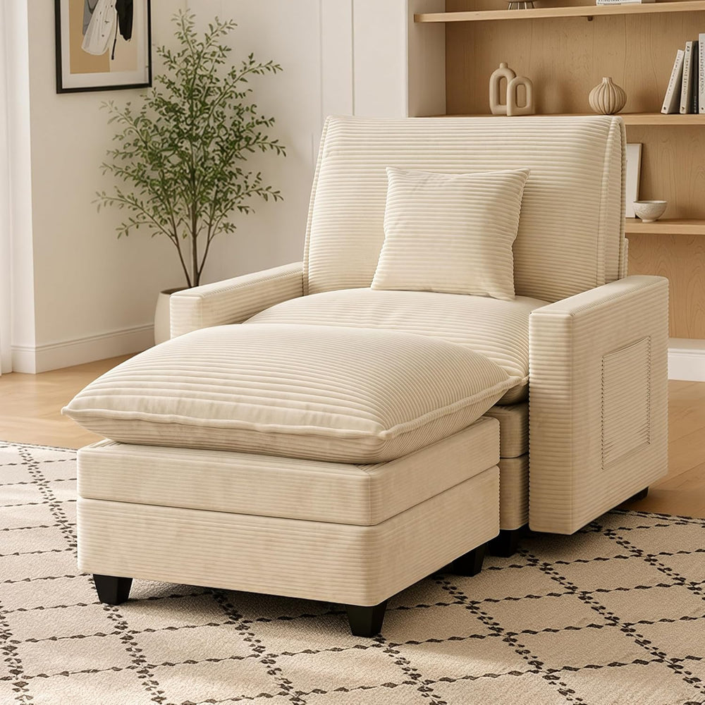 Oversized Accent Chair with Ottoman, 41" Comfy Cloud Single Seat Sofa | ...