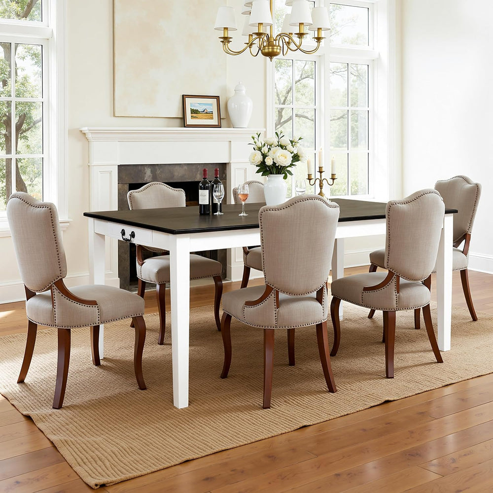 Hokway Dining Table for 4-6, 64 Inch Rectangular Solid Wood Kitchen Table, Mo...