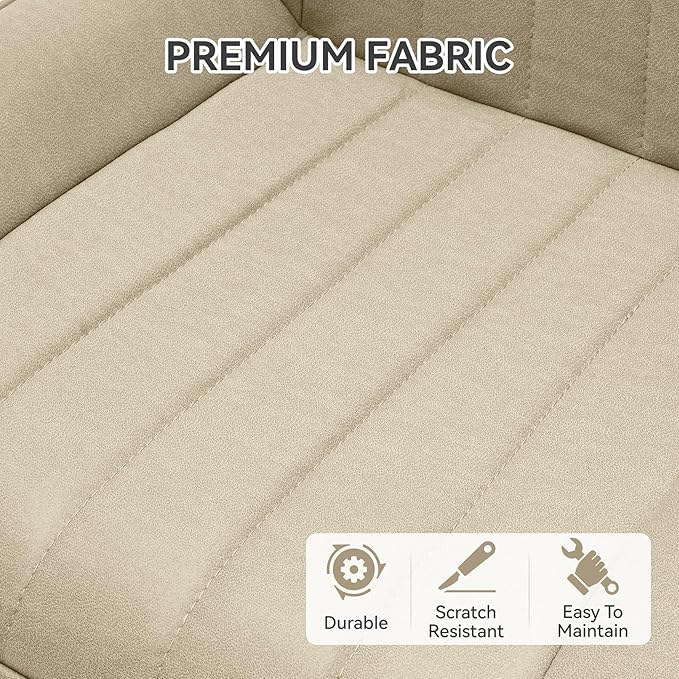 Modern Dining Chairs Set of 8,Upholstered Dining Room Chairs with Thick Cushions,Fabric Comfy Dining Chairs with Metal Legs for Dining Room Khaki