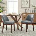 VKNOW Wooden Dining Chairs Set of 2, Upholstered Dining Room Chairs with Rubberwood Legs and Padded Seats, Kitchen Chairs for Restaurant Kitchen Living Room, Grey