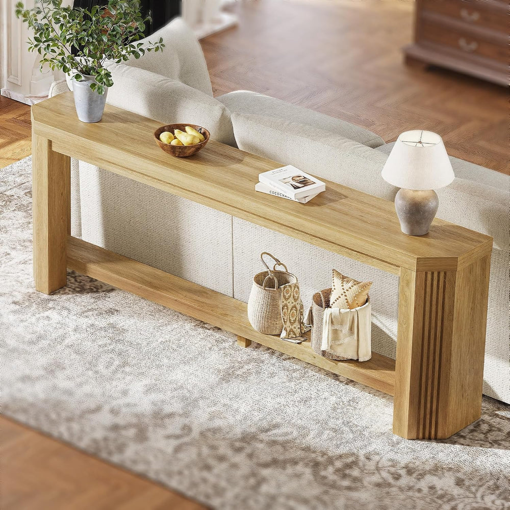 70" Console Table for Entryway, Narrow Long Sofa Table Behind Couch, Woo...