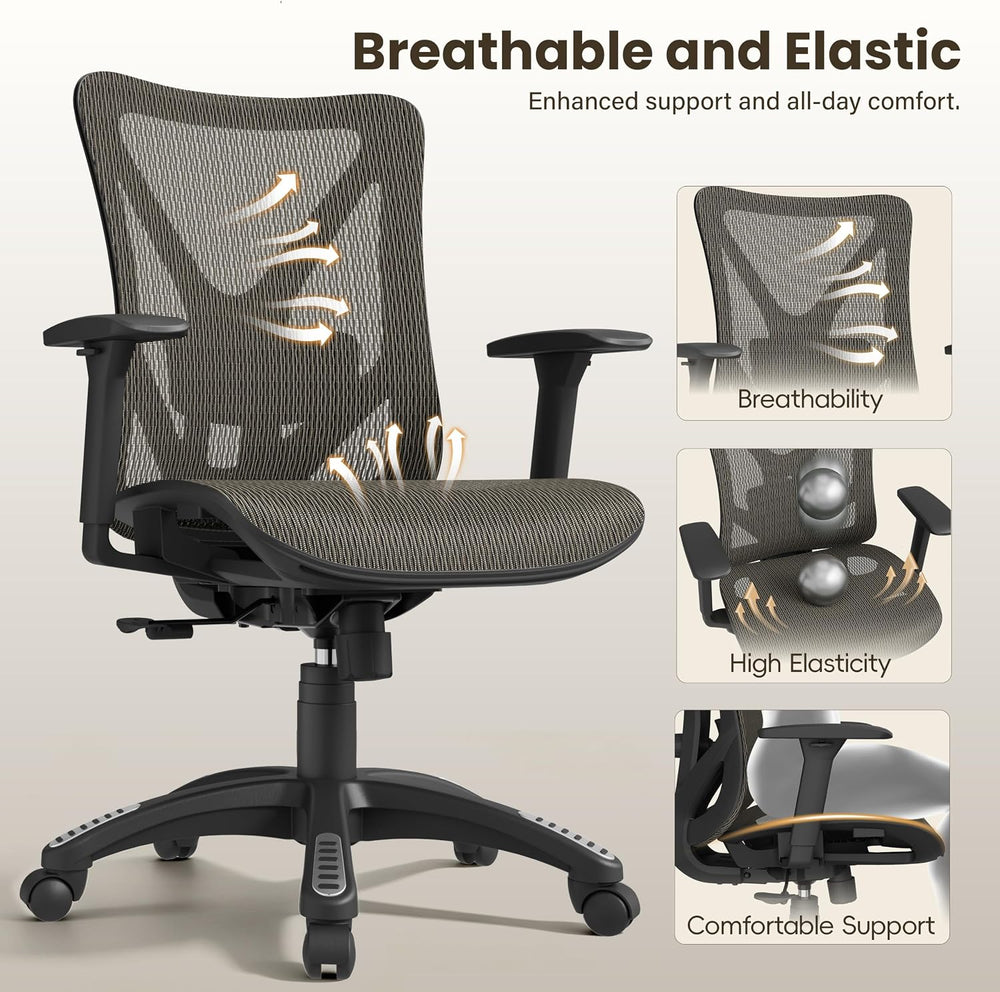 Ergonomic Office Chair, Mesh Computer Desk Chairs with Adjustable Lumbar Supp...