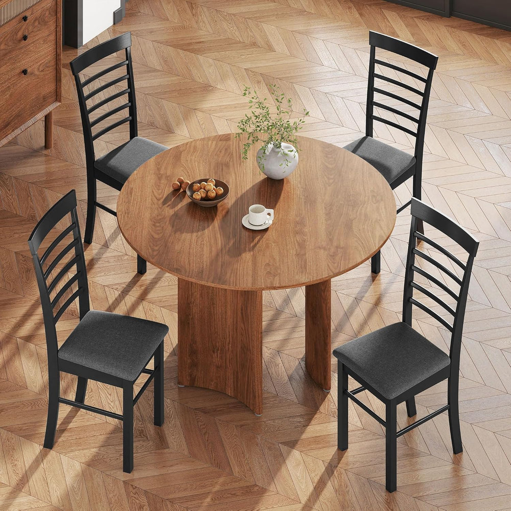 HOMCOM Wooden Dining Chairs Set of 2, Farmhouse Upholstered Kitchen Chairs wi...