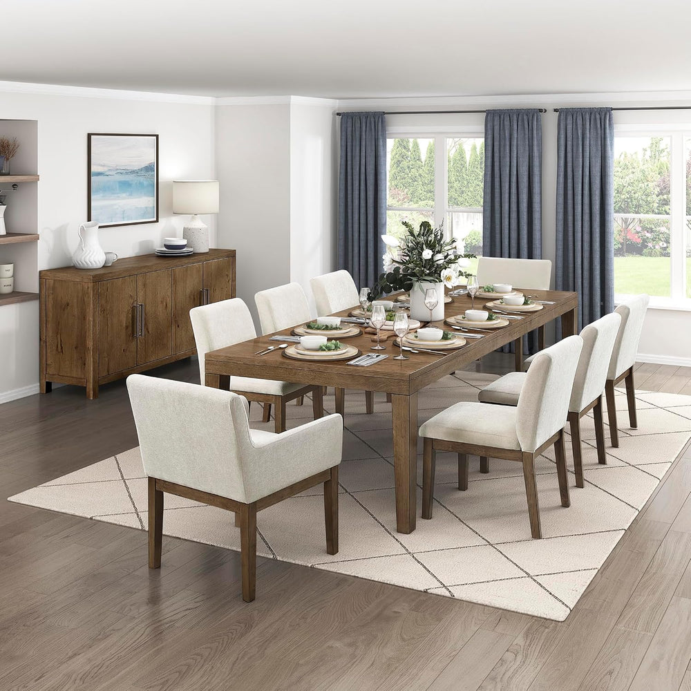 Lexicon 84-102 Inch Extendable Dining Table for 4-8 People, Large Rectangle W...
