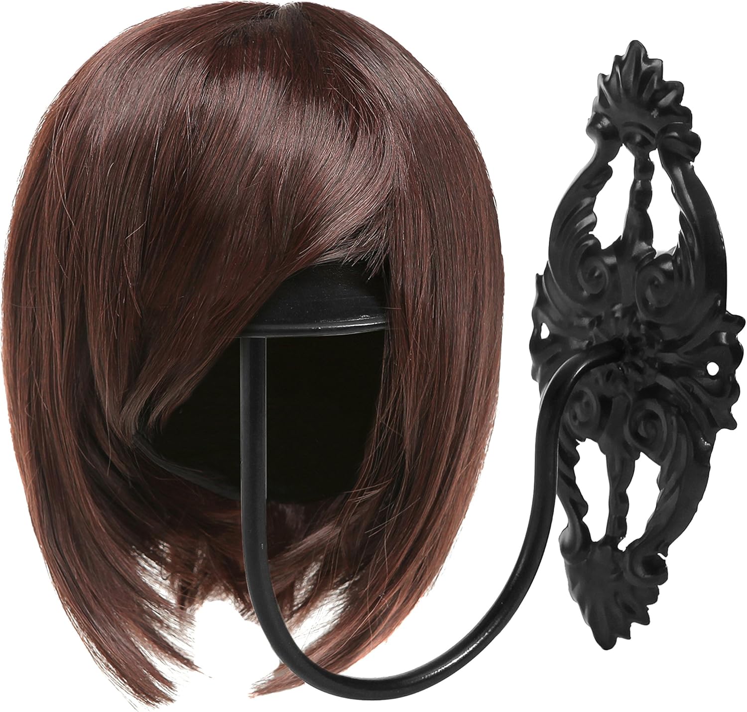MyGift Set of 2 Wall-Mounted Black Metal Hat & Wig Display Racks