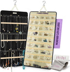 Hanging Jewelry Organizer 34.7 x 17.2 inches XL Size with Clear Pockets & Hooks – Double-Sided Necklace, Earrings & Rings Storage Holder – Space-Saving Closet Organizer for Women