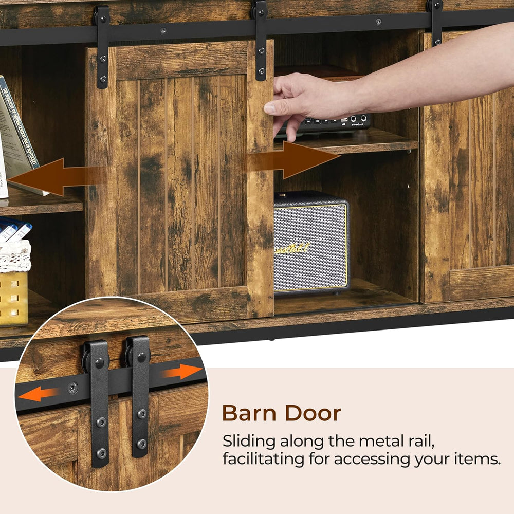 Yaheetech Farmhouse TV Stand for 55 Inch, Sliding Barn Door, Rustic Brown | S...