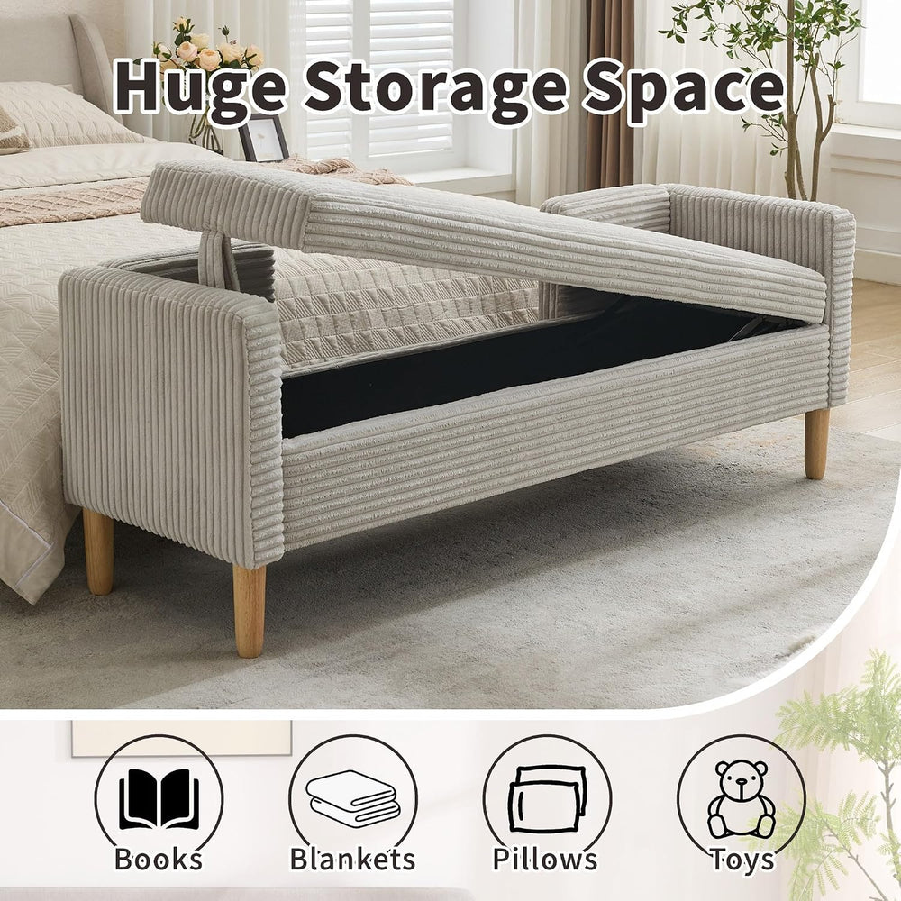 Chifee & Vingol 65.35" W Ottoman with Storage Bench for Bedroom End ...